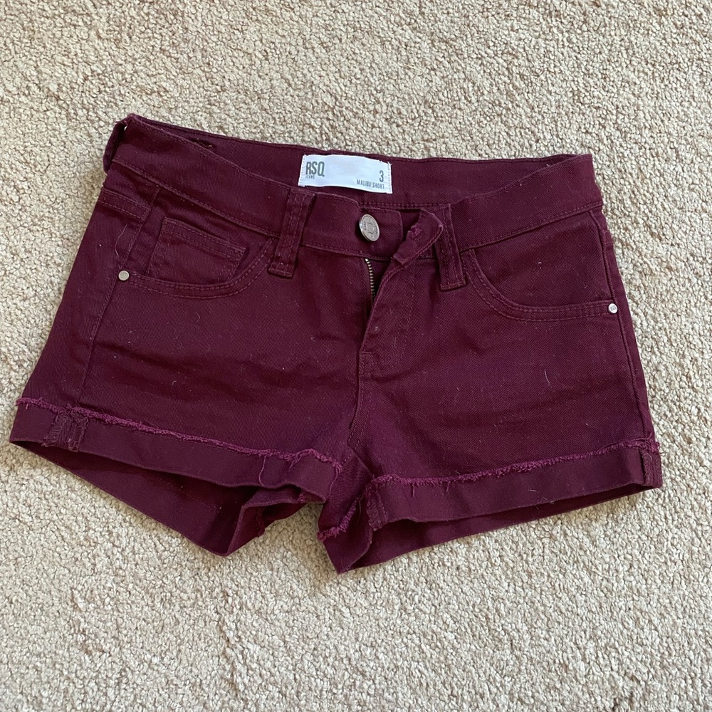 Burgundy jean shorts